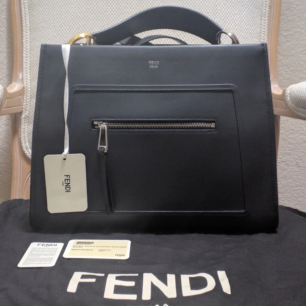FENDI Runaway Leather Top Handle Satchel Bag Purse - Picture 2 of 8